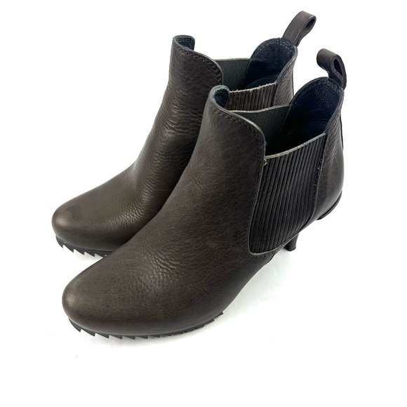 Pedro Garcia Yoad Ankle Boot Heel 37 Brown Leather Slip On Bootie Made In Spain - Picture 3 of 13